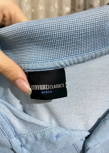 Erkek Mavi Denim Polo yaka Tişört ALTINYILDIZ M - Görsel 2