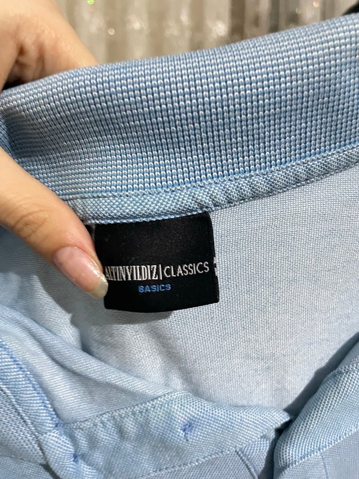 Erkek Mavi Denim Polo yaka Tişört ALTINYILDIZ M - Görsel 2