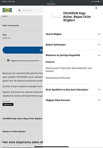 Beden Renk Ikea / Enudden kapı Askısı
