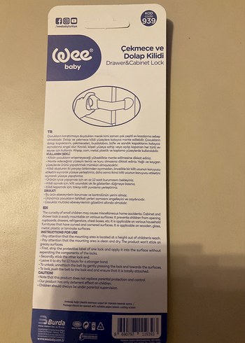 Wee Baby Beyaz Çekmece Dolap kilidi - Görsel 2