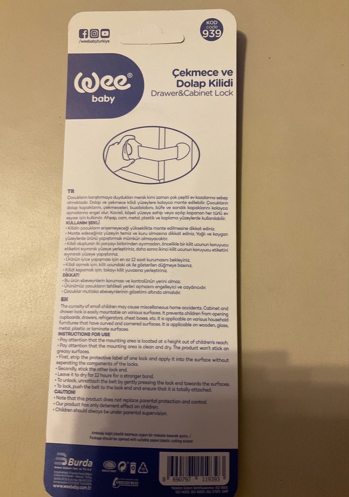 Wee Baby Beyaz Çekmece Dolap kilidi - Görsel 2
