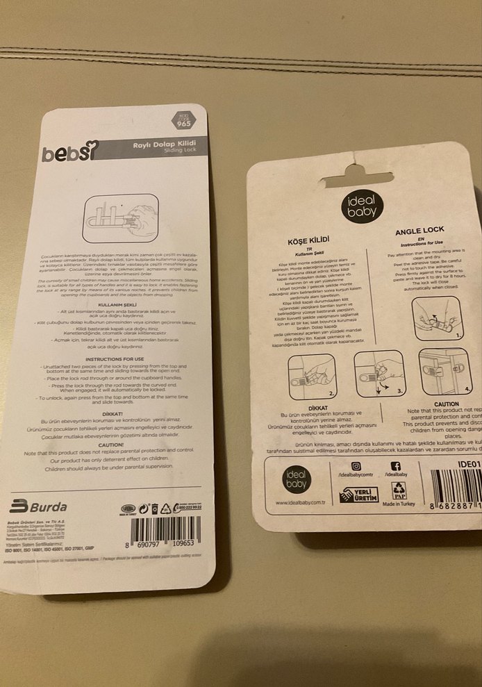 Çocuk Güvenlik Raylı dolap kilidi ve Köşe Kilidi Beyaz - Görsel 2