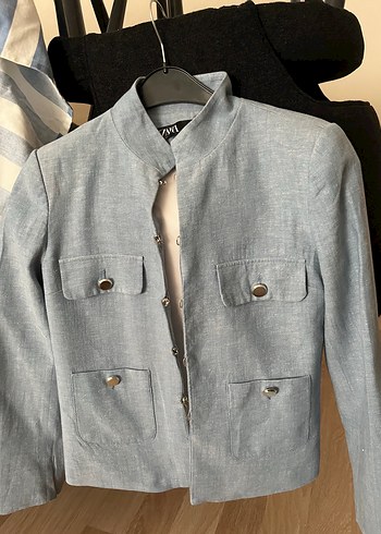 Zara Acik Mavi Minimal Ceket