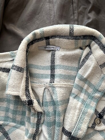 Armalife Armalife gömlek ceket krem mavi siyah kareli oversize m beden