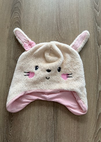 Krem Renkli Nakışlı Peluş Çocuk Bere