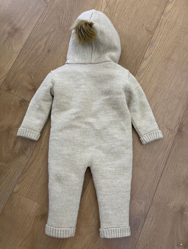 Bebek Bej Örgü Tulum. Triko astronot - Görsel 5