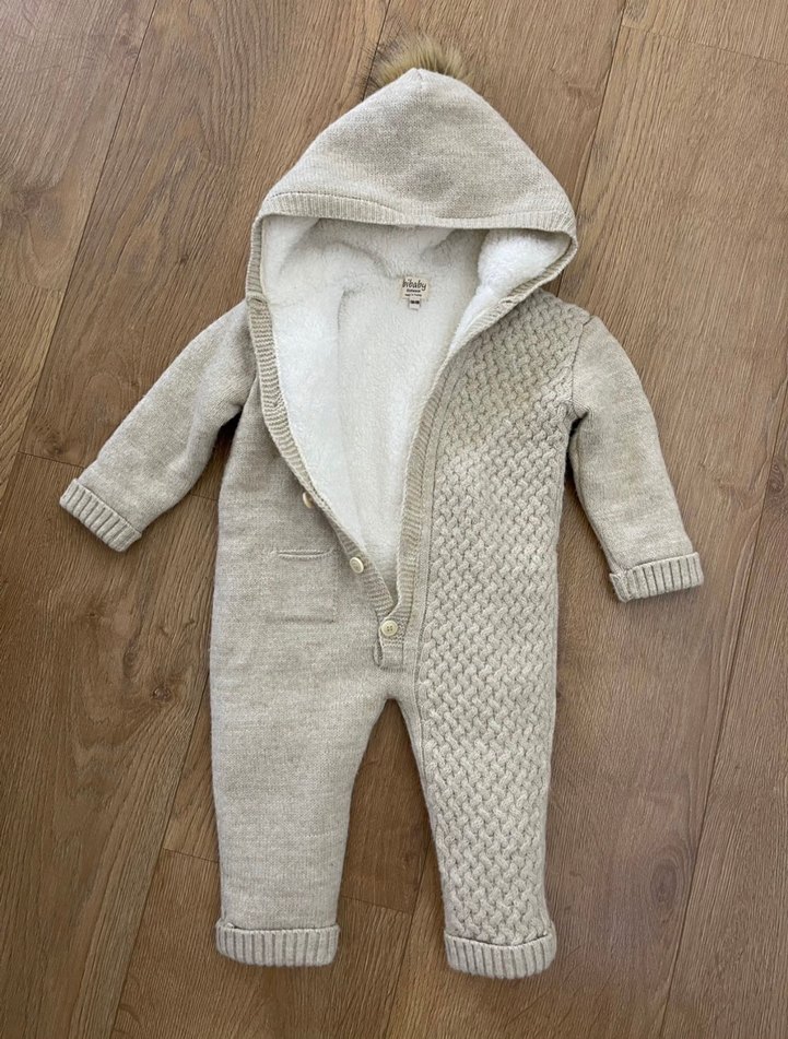 Bebek Bej Örgü Tulum. Triko astronot - Görsel 4