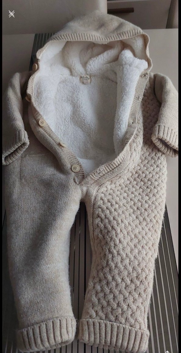 Bebek Bej Örgü Tulum. Triko astronot - Görsel 3