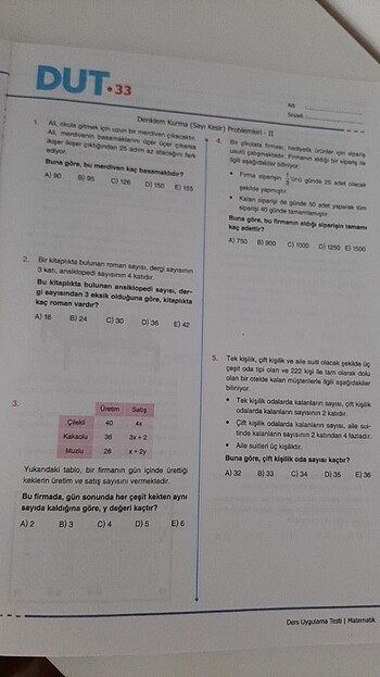 Beden Renk Bes yayınları tyt matematik testi