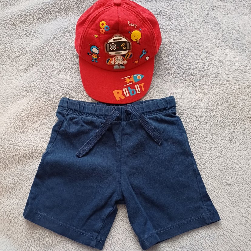 Nakışlı Kırmızı Şapka Lacivert Denim Şort ihtiyacı olan alsın - Görsel 2