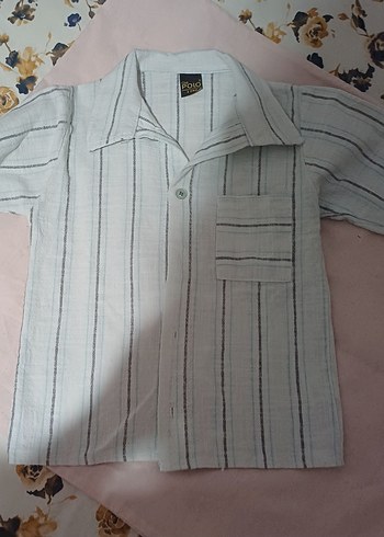 Düğmeli uzun  Kollu Keten Gömlek - Görsel 2