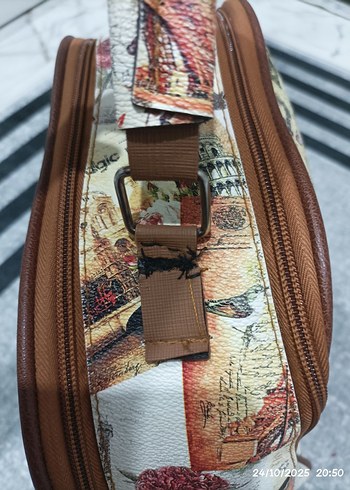 Renkli Baskılı Fermuarlı Vintage Kadın Çantası - Görsel 2