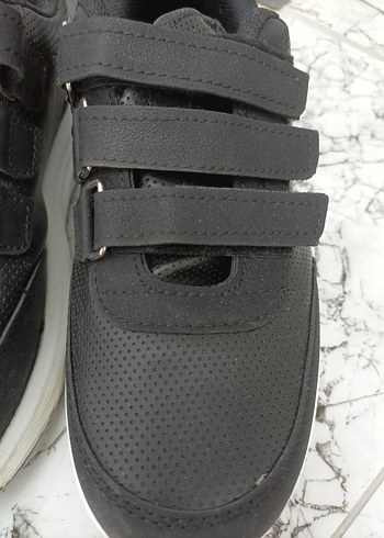 Siyah Gri Cırtcırtlı kadın Spor Ayakkabı - Görsel 4