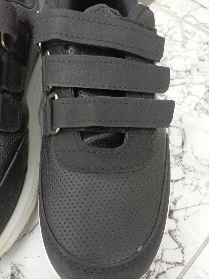 Siyah Gri Cırtcırtlı kadın Spor Ayakkabı - Görsel 4