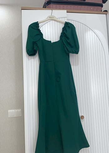 Trendyolmilla Zümrüt Yeşili Astarlı Dokuma Abiye Gece Elbisesi - Görsel 3