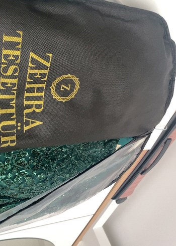 Koyu Yeşil Nakışlı Uzun Abiye Abiye - Görsel 4