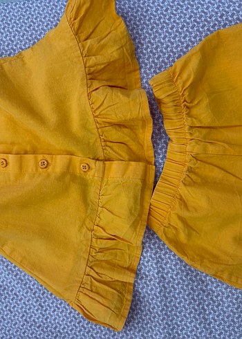 Sarı Fırfırlı Kız Çocuk Keten Etek - Görsel 2