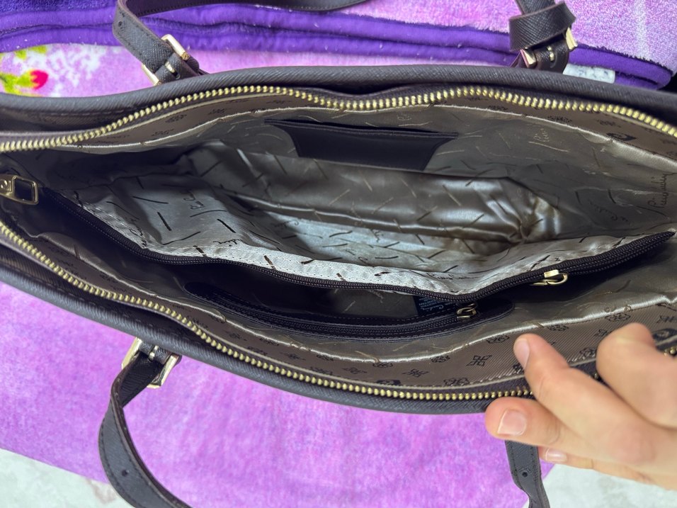 Klasik Desenli Kahverengi Deri Kadın Çanta - Görsel 2