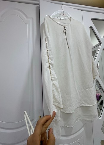 Beyaz Midi Keten Kadın Takım Elbise - Görsel 2