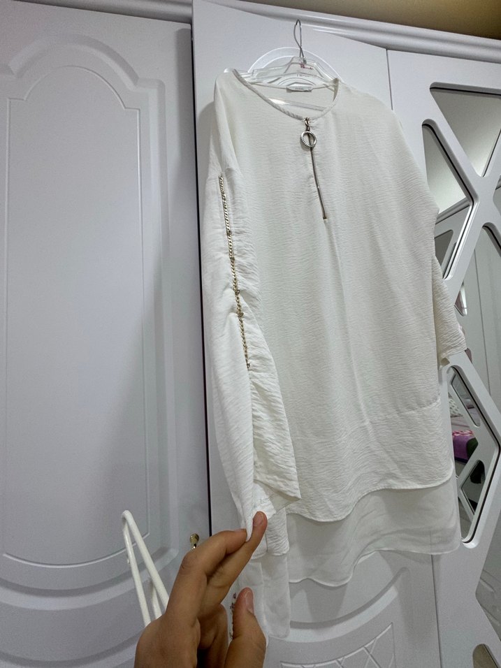 Beyaz Midi Keten Kadın Takım Elbise - Görsel 2