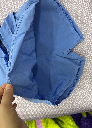 Mavi V Yaka Fırfırlı kız çocuk takım - Görsel 4