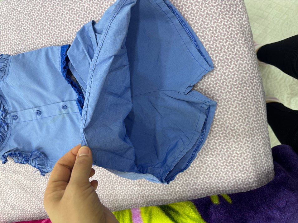 Mavi V Yaka Fırfırlı kız çocuk takım - Görsel 4