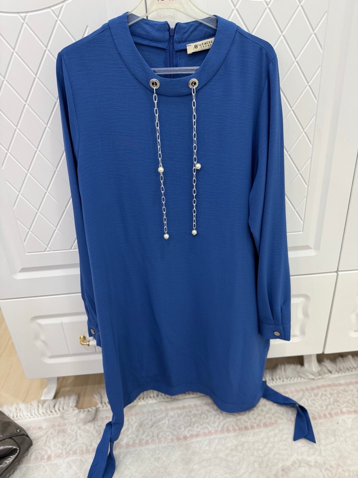 Mavi V Yaka Fermuarlı takım - Görsel 2