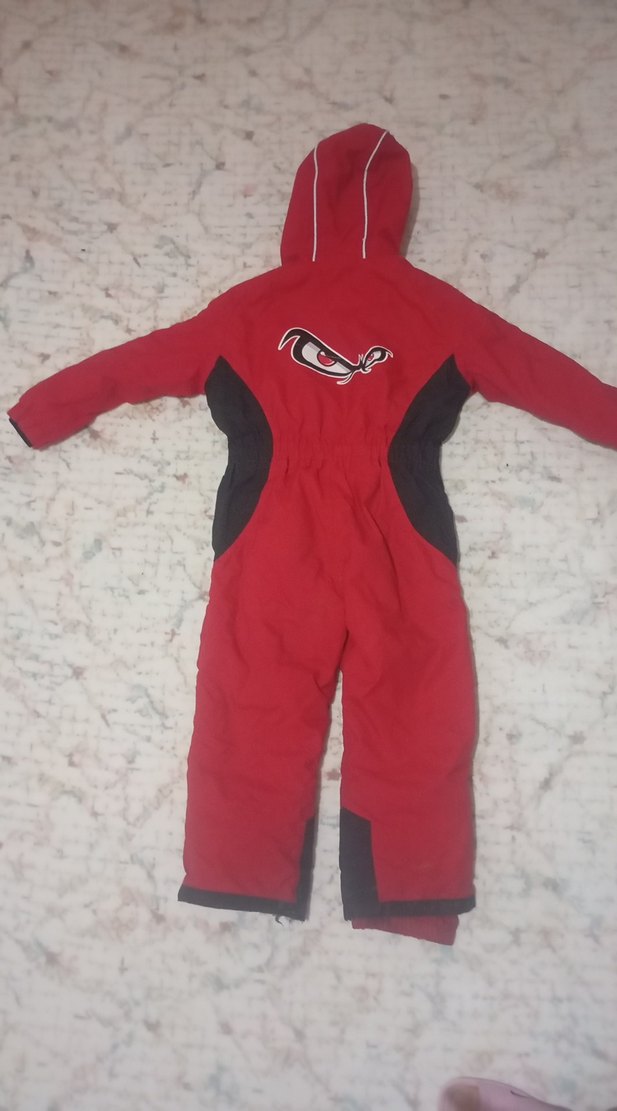 Koyu Kırmızı Fermuarlı Bebek Erkek Kayak Tulumu - Görsel 4