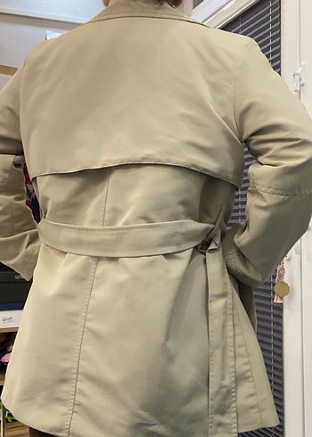 Bej Midi Kadın Trençkot Kemerli - Görsel 4