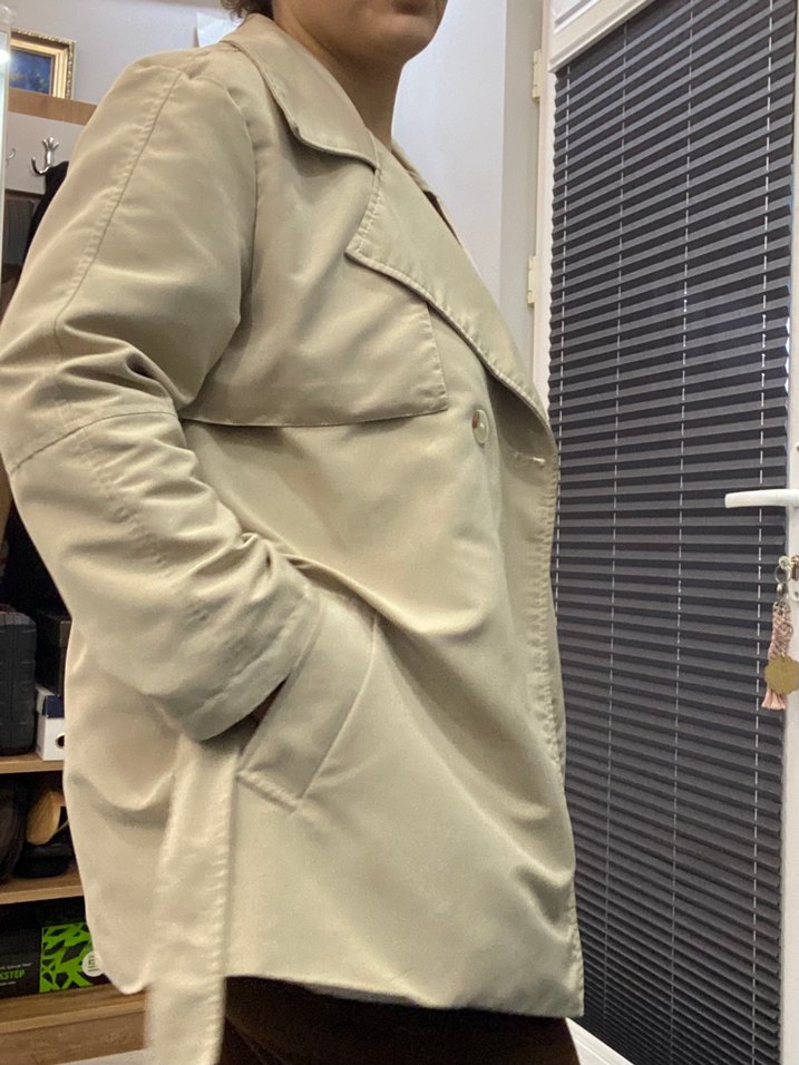 Bej Midi Kadın Trençkot Kemerli - Görsel 3