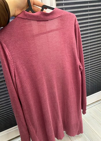 Bordo Düğmeli Kadın Hırka - Görsel 4