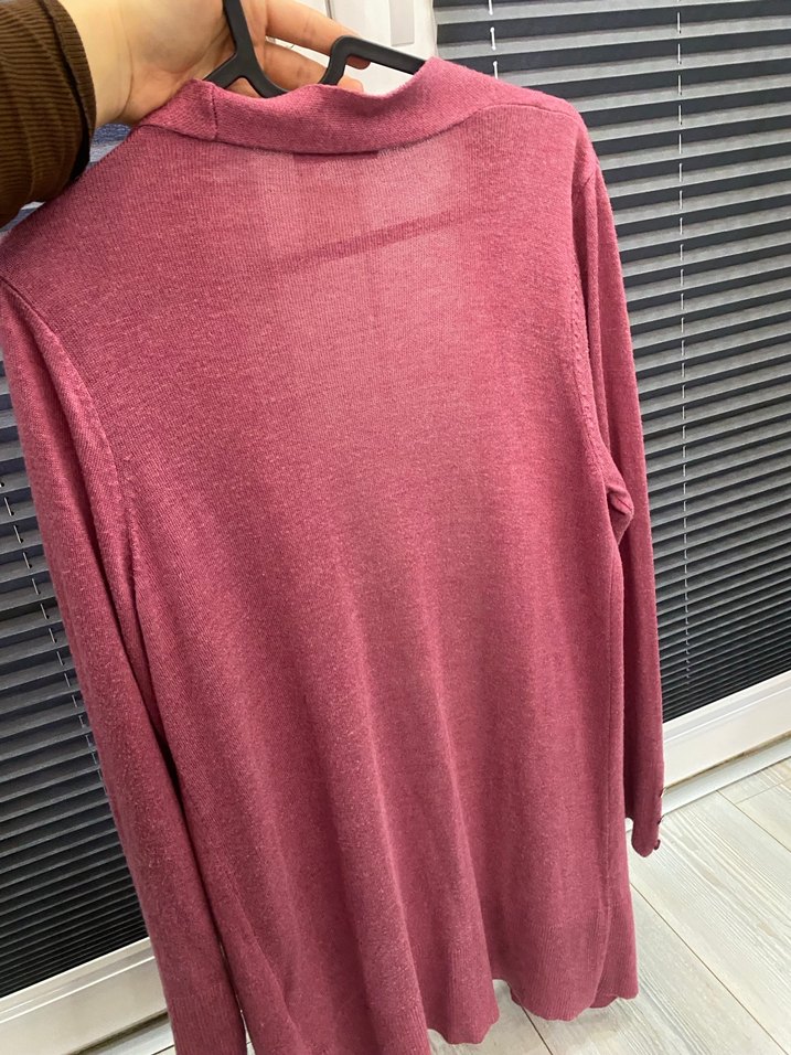 Bordo Düğmeli Kadın Hırka - Görsel 4