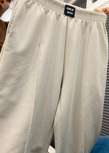 Düğmeli Bej Kadın Kumaş Pantolon - Görsel 3