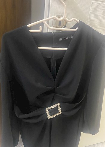 Kemer Detaylı Siyah Uzun Kollu kısa Elbise - Görsel 3