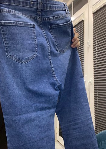 Düğmeli Mavi Kadın Denim Pantolon - Görsel 2