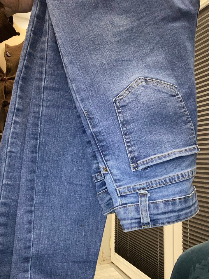 Düğmeli Mavi Kadın Denim Pantolon - Görsel 3