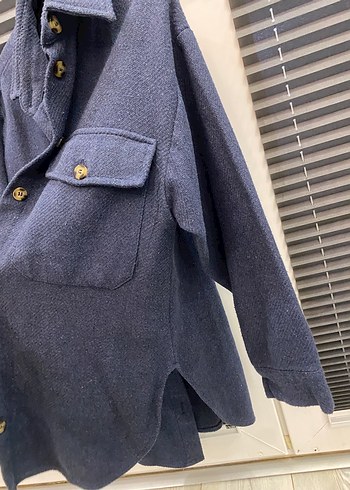 Düğmeli Gri kaşe ceket tunik - Görsel 3