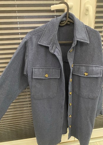 Düğmeli Gri kaşe ceket tunik - Görsel 2