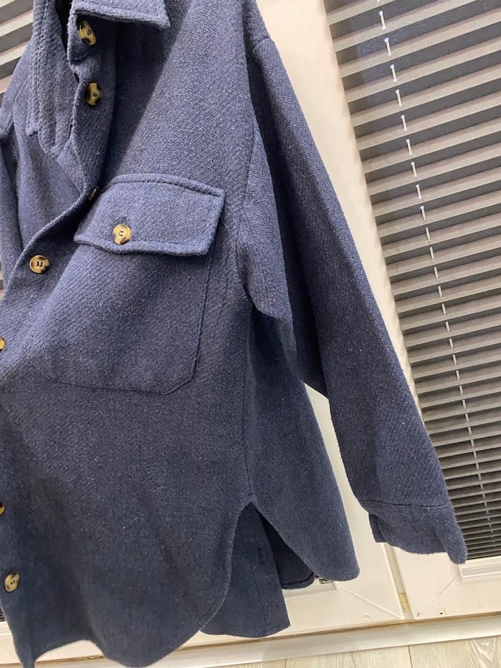 Düğmeli Gri kaşe ceket tunik - Görsel 3