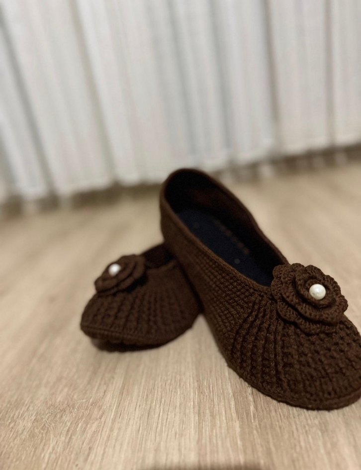 Kahverengi El Örgüsü Kadın babeti - Görsel 3