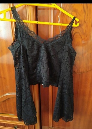Dantelli Siyah Mini Gotik Bluz