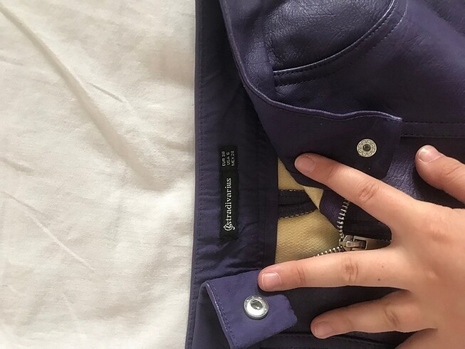 m Beden mor Renk Stradivarius deri mor etek