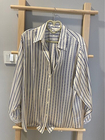 H&M Saten Çizgili Gömlek