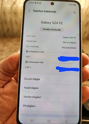 SAMSUNG S24 FE 256/8 YURTİÇİ GARANTİLİ