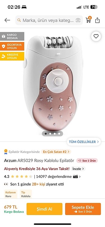 Beden Renk Arzum epilatör