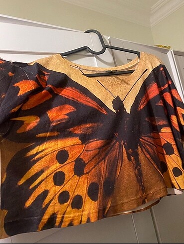 s Beden çeşitli Renk Kelebek crop top