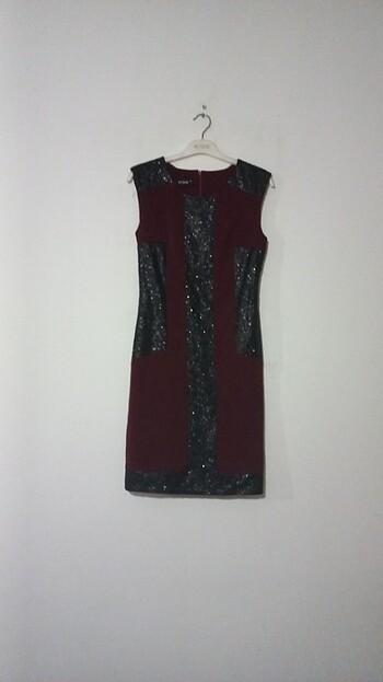 Zara Bordo payetli elbise