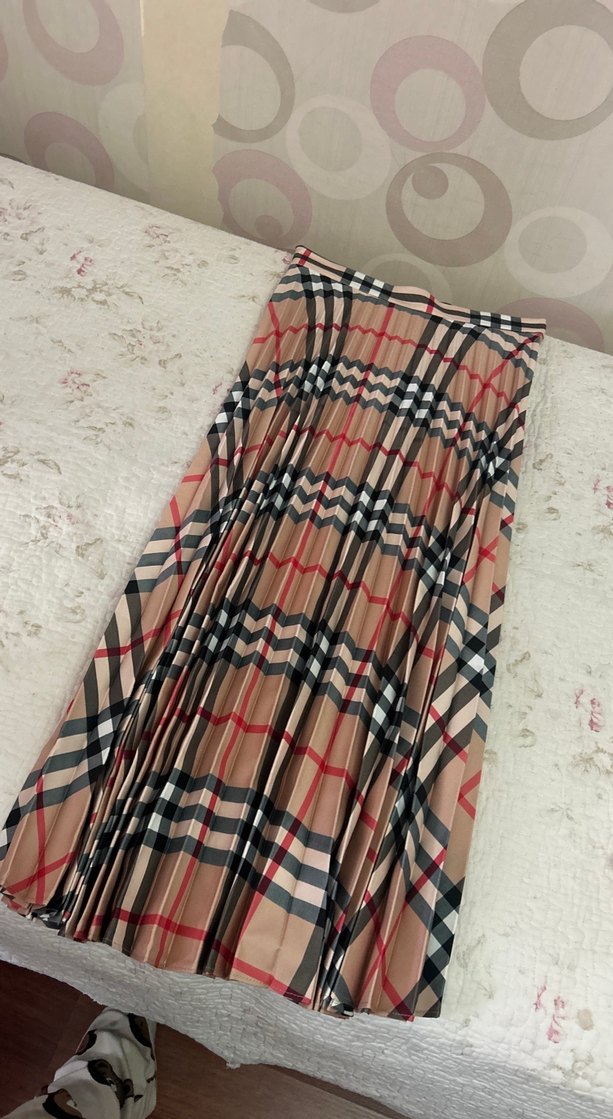 Ekose Desenli Kadın Uzun Pilili Etek - Görsel 2