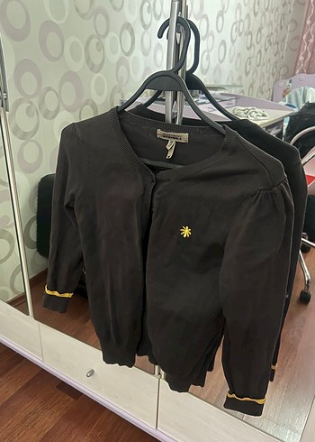 Düğmeli kahverengi Hırka - Görsel 2