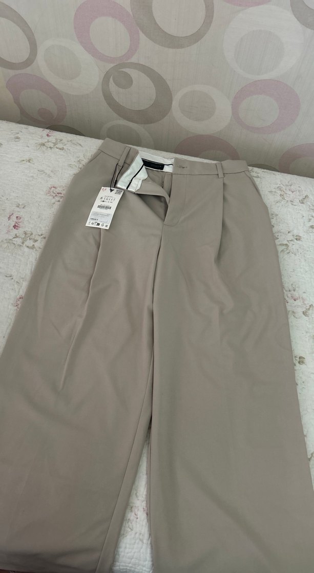 Bej Kadın Kumaş Pantolon Midi Boy - Görsel 2